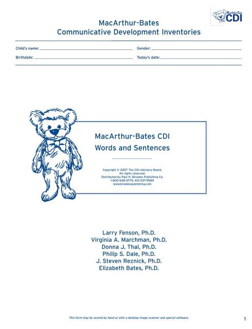 Macarthur-Bates Communicative Development Inventories (CDI) Words and Sentences, Desktop Scannable, English (D-Assessment/CDI/">Cdis and th)