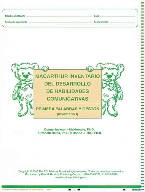 MacArthur Inventario del Desarrollo de Habilidades Comunicativas (Inventario): Inventario I: Primeras Palabras Y Gestos (Tarios</A>.)