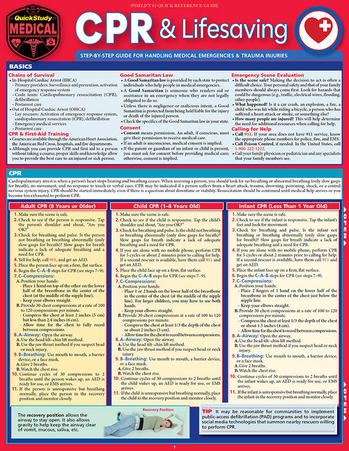 CPR & Lifesaving: A Quickstudy Laminated Reference Guide