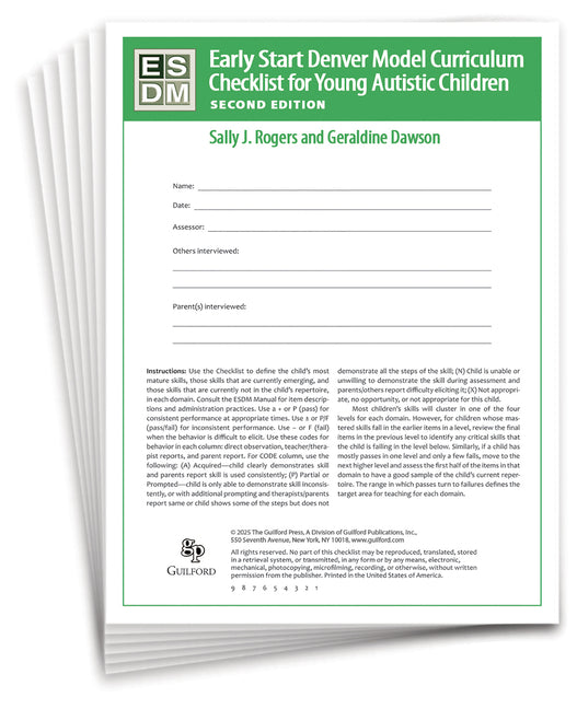 Early Start Denver Model Curriculum Checklist for Infants and Young Autistic Children (Second Edition, Set of 15 Checklists, Each a 16-Page Two-Color